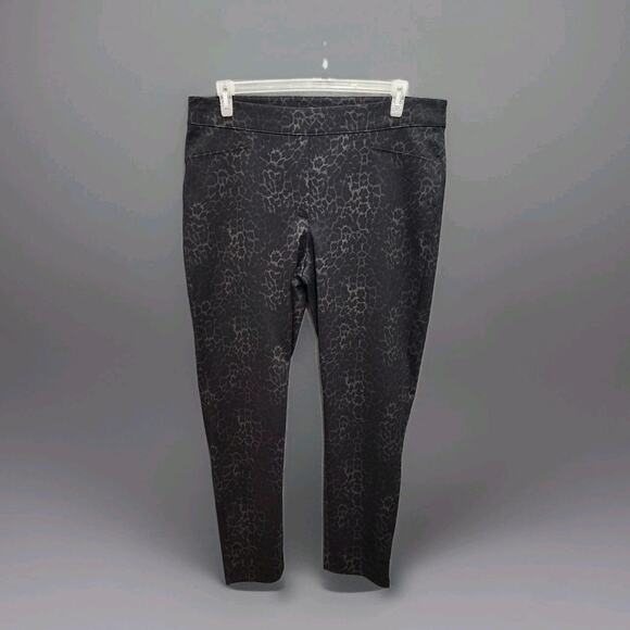 Chico's 16R 3 Pull On Ankle Pants Gray Black Leopard Print Tone On Tone - Picture 1 of 10